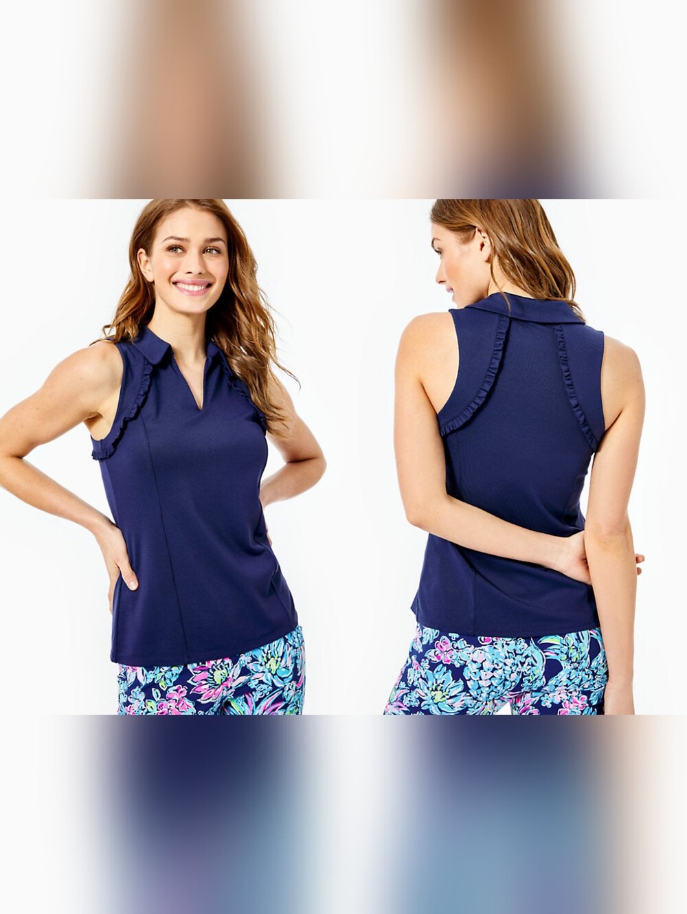 Lilly Pulitzer Luxletic Martina Polo Top True Navy
